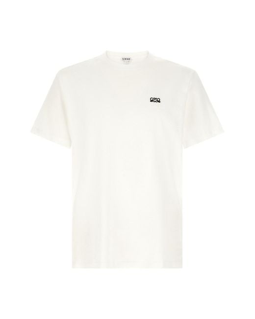 Loewe White 'anagram' Logo Embroidery T-shirt for men