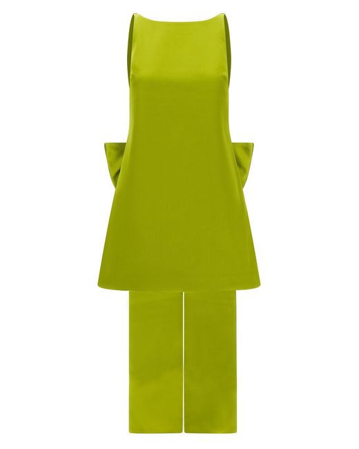 Self-Portrait Green Maxi Bow Dress
