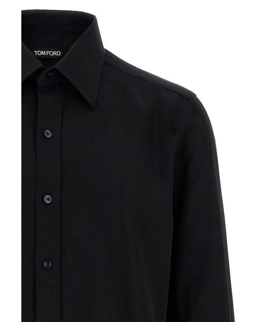 Lyoncell Shirt Camicie Nero-Uomo di Tom Ford in Black da Uomo