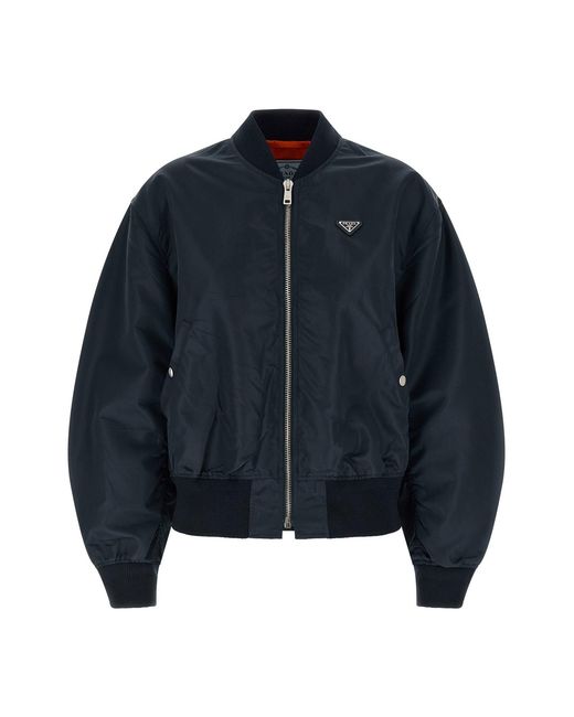Prada Blue Twill Bomber Jacket