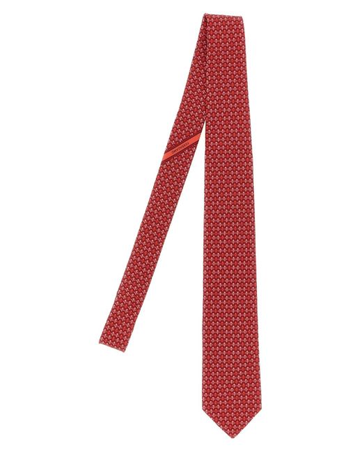Ferragamo Red 'Gancini Pois' Print Tie for men
