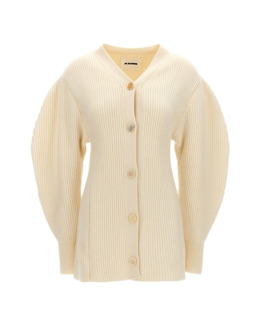 Jil Sander Natural Ribbed Cardigan