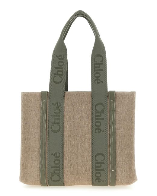 Chloé Green Medium 'woody' Shopping Bag