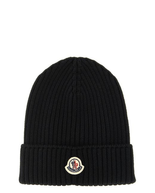 Moncler Black Wool Beanie for men