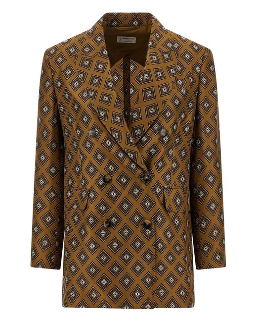 Alberto Biani Brown Tie-print Blazer