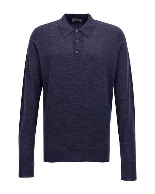 John Smedley Men's Blue 'dorset' Polo Shirt - Main Image