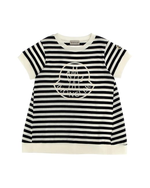 Moncler Black Logo Embroidery Striped T-shirt