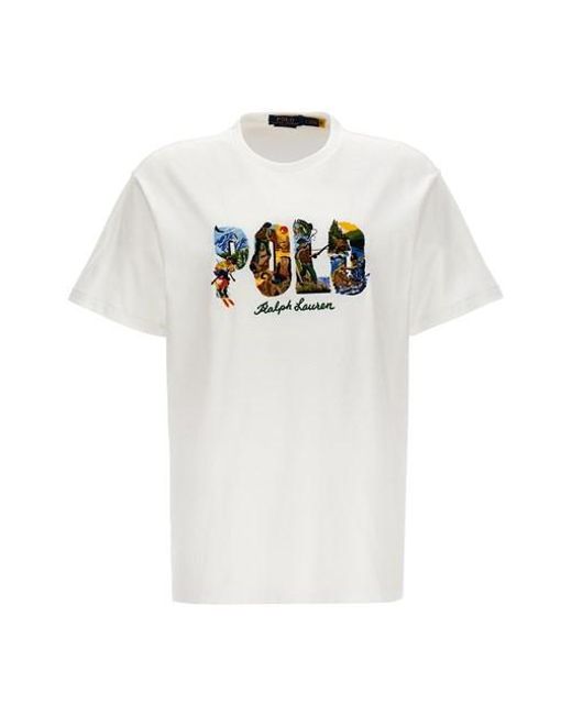 Polo Ralph Lauren White Logo Embroidery T-shirt for men