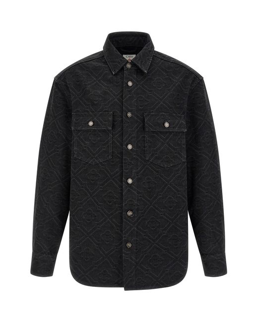 Casablanca Black 'laser Monogram Denim' Overshirt for men