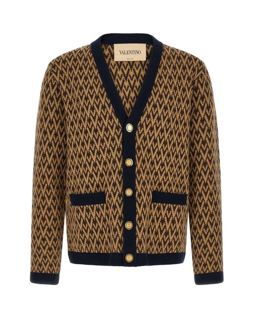 Valentino Garavani Brown 'toute La V' Cardigan for men