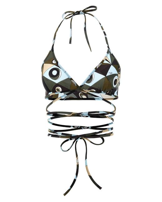 Emilio Pucci Metallic Emilio Triangle Bikini Top