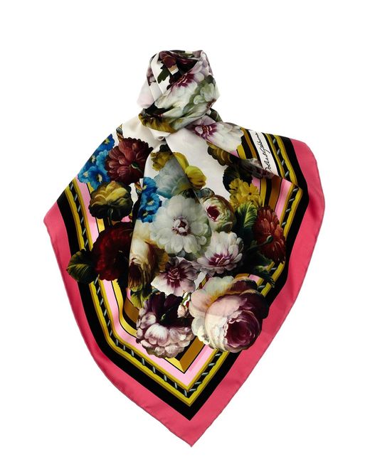 Dolce & Gabbana Multicolor Schal Mit Blumendruck