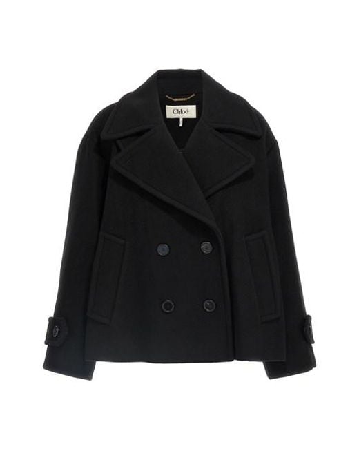 Cappotto Lana Doppiopetto di Chloé in Black