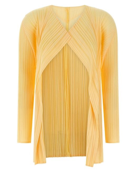 Pleats Please Issey Miyake Yellow Polyester Cardigan Clothing