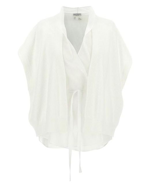 Brunello Cucinelli White Layered Cardigan