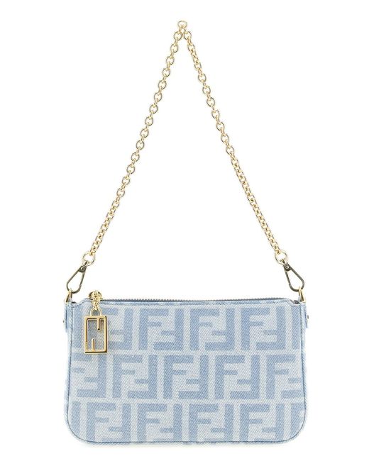 Fendi Blue 'baguette' Pouch