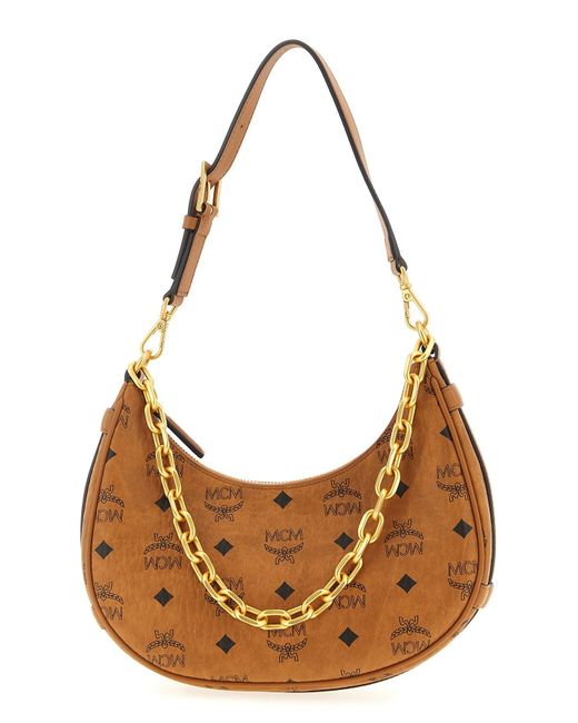 MCM Brown 'Aren Crescent Hobo' Shoulder Bag