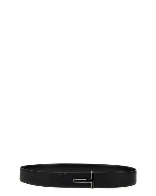 Tom Ford Black Logo Leather Belt for men