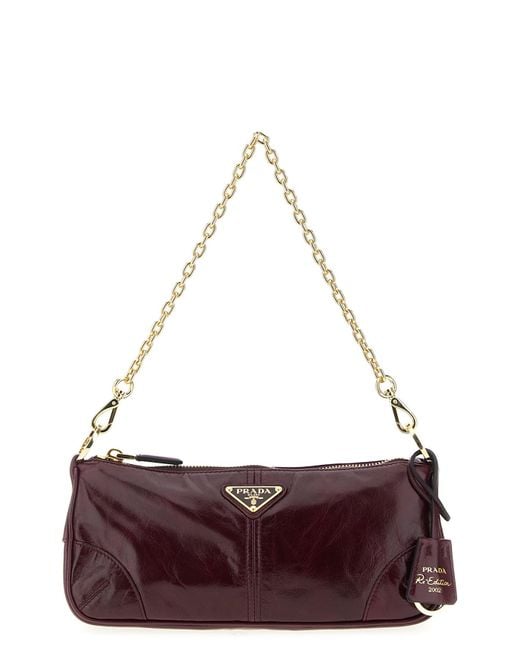 Prada Purple Mittlere Umhängetasche " Re-Edition 2002"