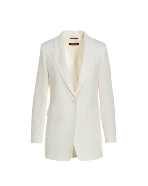 Max Mara Studio 'reale' Blazer Jacket in White | Lyst