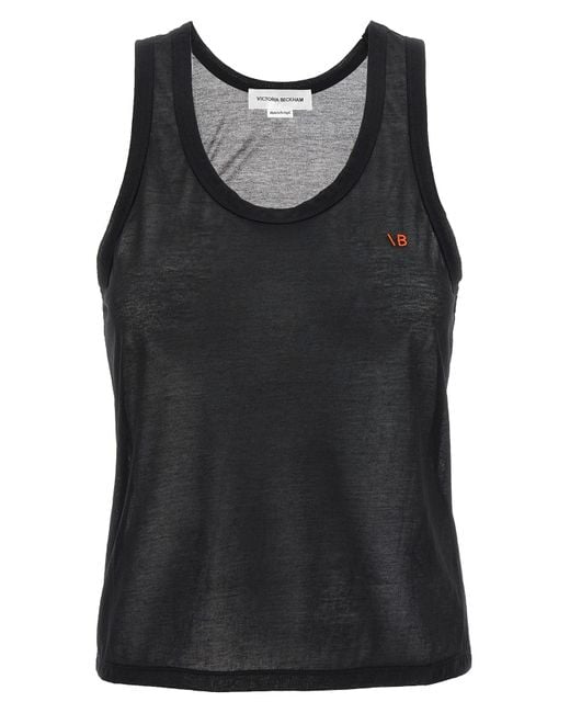 Victoria Beckham Black Logo Embroidery Tank Top