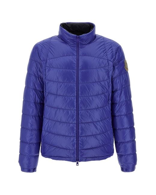 Moncler Blue Galeso Logo Patch Zip-Up Jacket for men