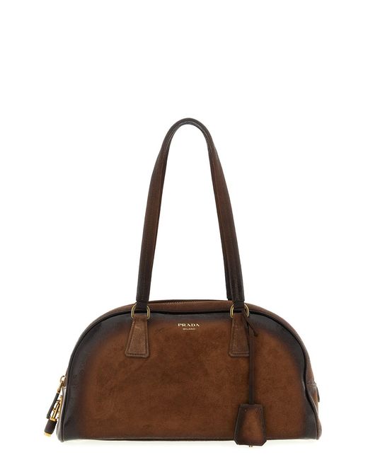 Prada Brown Medium ' Bowling' Top Case