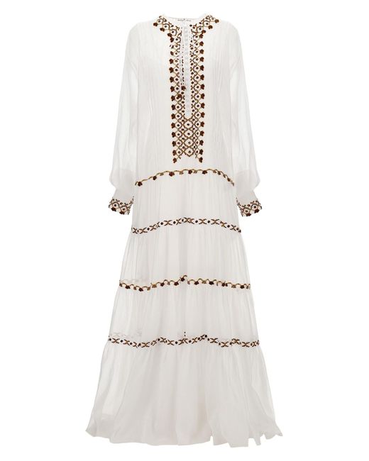 Ermanno Scervino White Embroidery Kaftan Dress Dresses