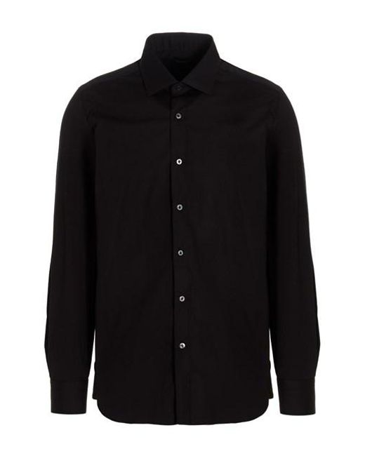 Camicia popeline di Barba Napoli in Black da Uomo