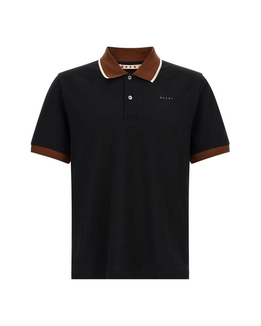 Marni Black Polo With Contrasting Details for men