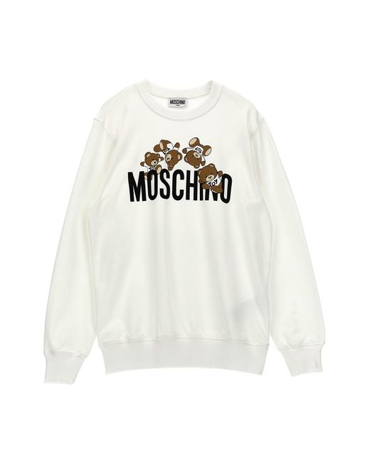 Moschino White Logo Print Sweatshirt
