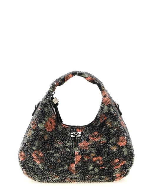 Ganni Black 'mini Hobo Flowers' Handbag