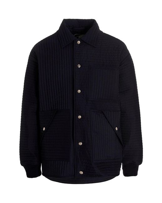 Khrisjoy Blue 'chore Quilted Stripes' Down Jacket for men
