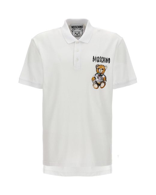 Moschino White 'archive Teddy' Polo Shirt for men