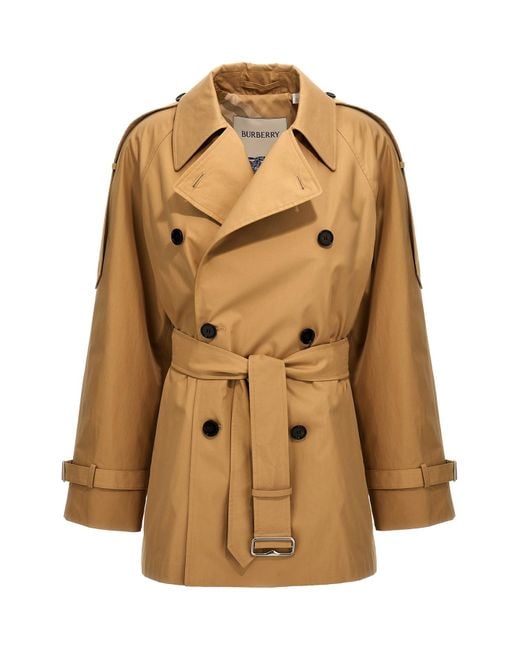 Burberry Brown Double-breasted Short Trench Coat