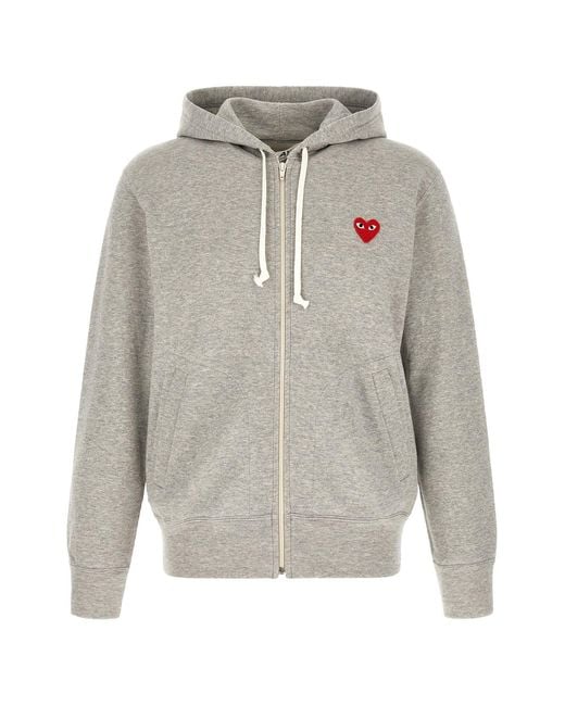 COMME DES GARÇONS PLAY Gray Hoodie With Heart Patch for men