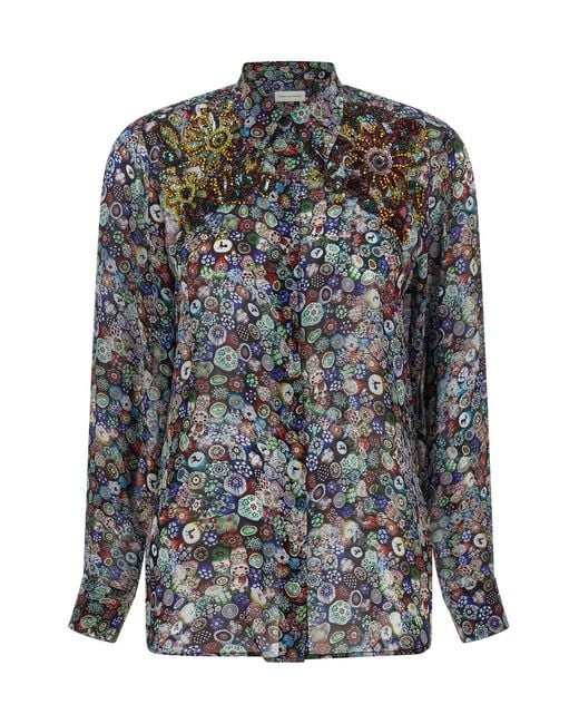 Dries Van Noten Gray 'glass Kaleidoscope' Shirt