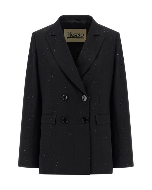 Herno Black Micro Sequin Blazer