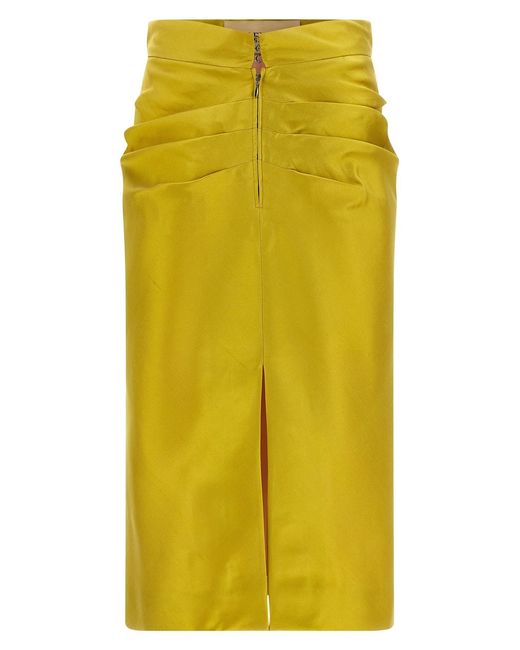 Valentino Garavani Yellow Shantung Silk Skirt