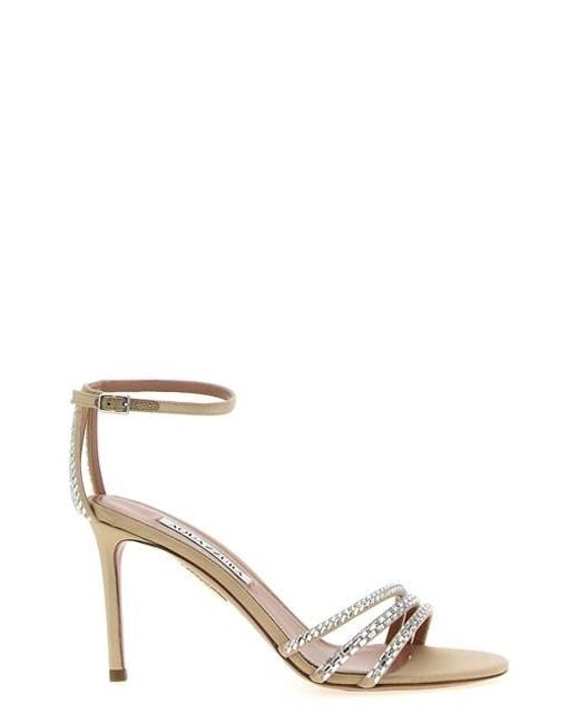 サンダル・ミュール Aquazzura 'Milagros' Sandals Aquazzura Milagros Crystal Suede Grosgrain Ankle-Strap