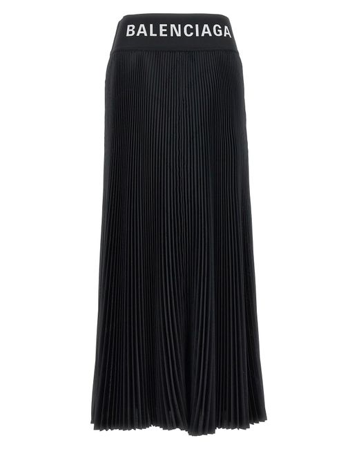 Balenciaga Black Logo Pleated Skirt Skirts