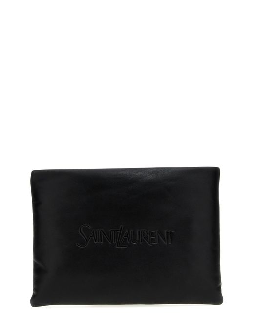 Saint Laurent Black Logo Padded Clutch Bag for men