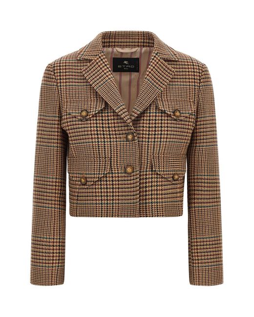 Etro Brown Prince Of Wales Blazer