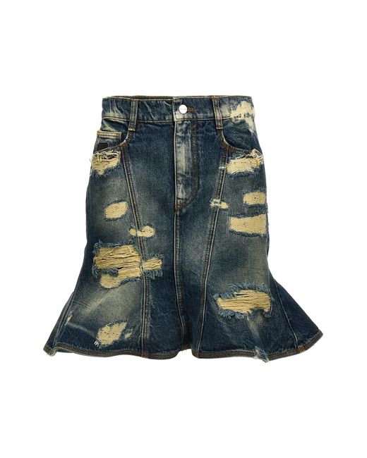 Marc Jacobs Green 'the Rip And Repair Straight Jean' Skirt