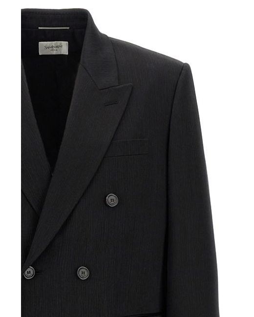 Blazer Seta di Saint Laurent in Black da Uomo