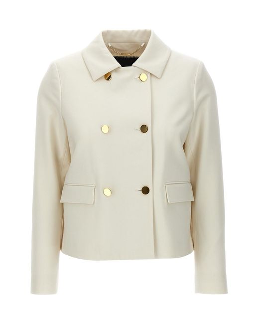 Kiton White Cropped Double-breasted Jacket