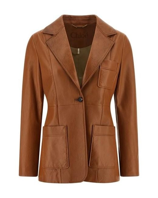 Blazer Pelle di Chloé in Brown