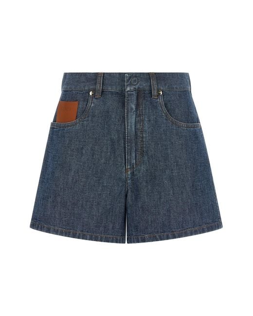 Fendi Blue Chambray Denim Shorts