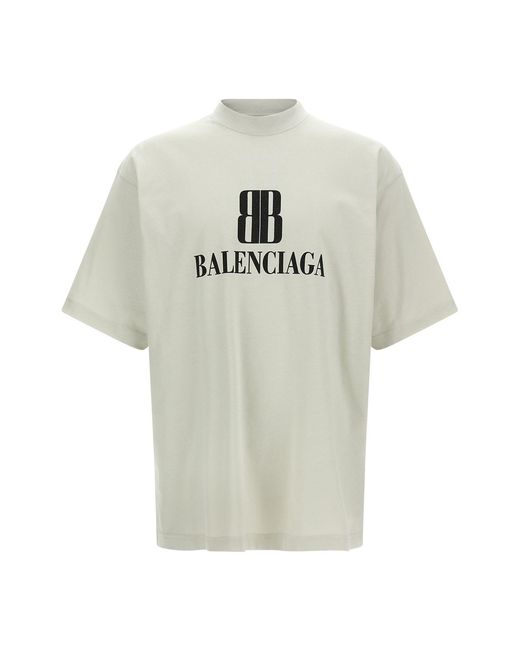 Balenciaga White Nano Bb Logo Dry Jersey Medium Fit T-Shirt for men