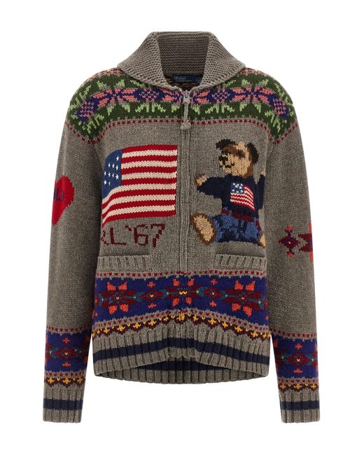 Polo Ralph Lauren Gray 'polo Bear' Cardigan